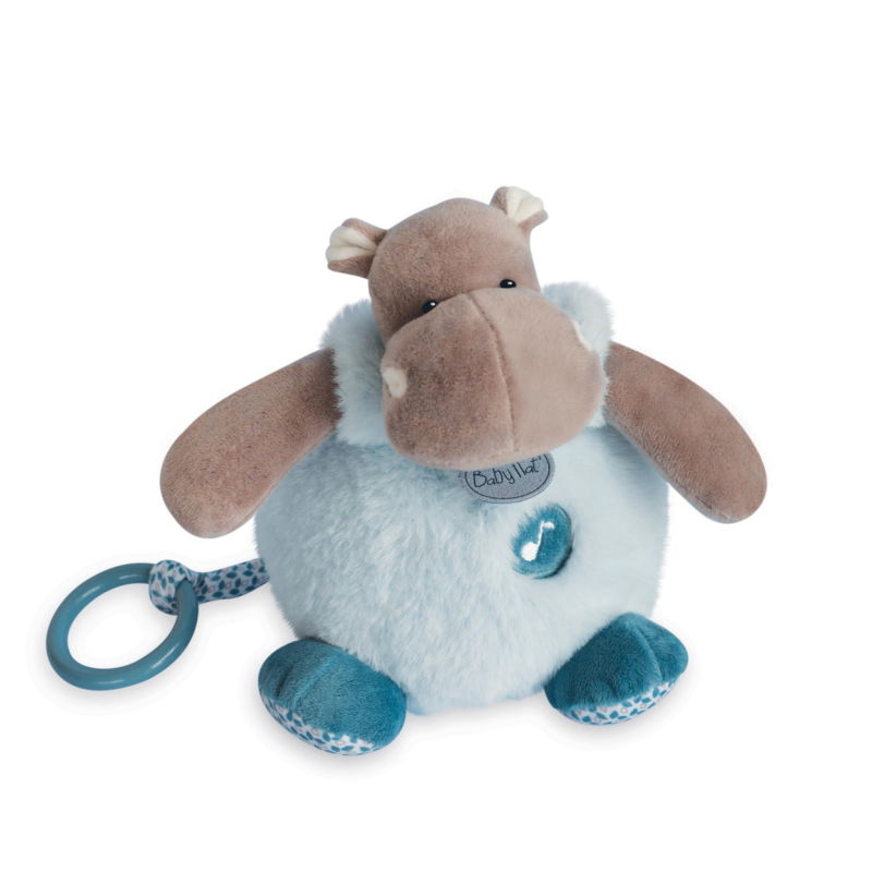  - bazile the hippo - musical box blue 20 cm 